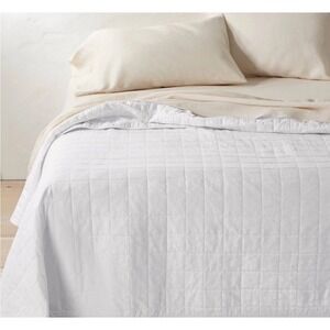 CASALUNA King PLUS Heavyweight Linen Rayon Blend Quilt White